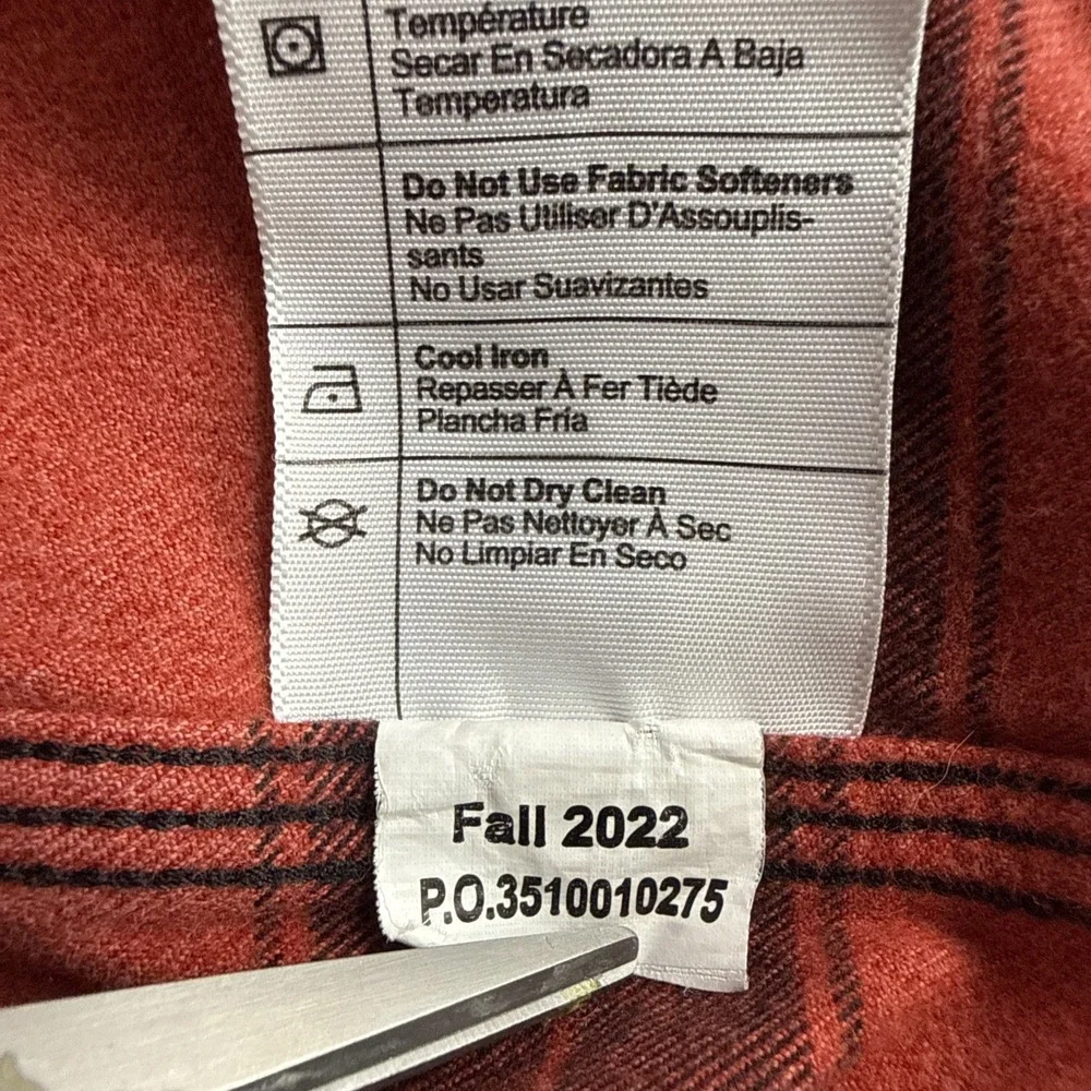 CARHARTT Loose Fit Heavyweight Flannel Red Plaid Long Sleeve‎ Shirt 105439 Large